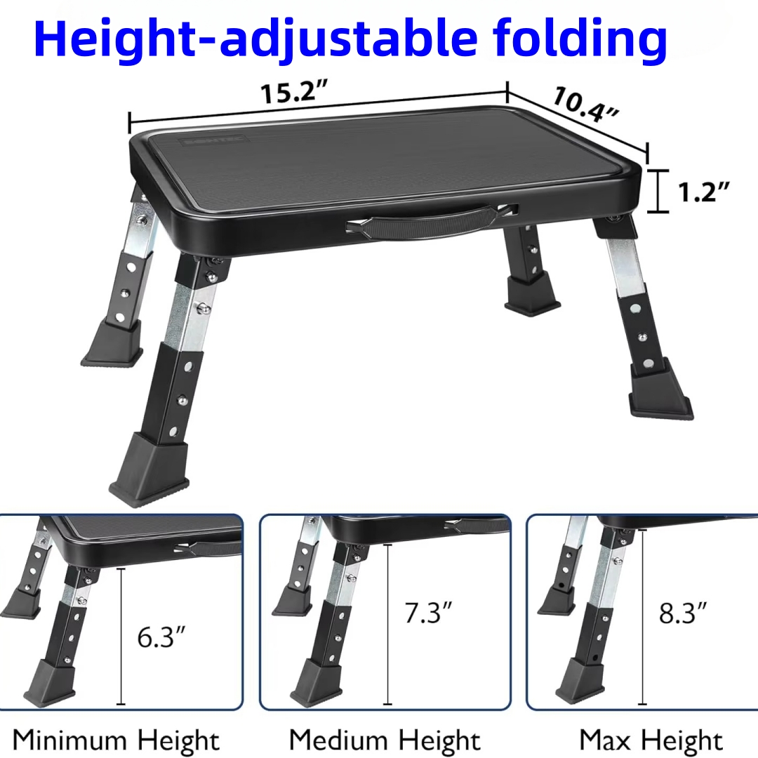 Escabeau pliant réglable à 3 vitesses pour adultes et personnes âgées, escabeau en métal plus sûr, escabeau robuste et stable