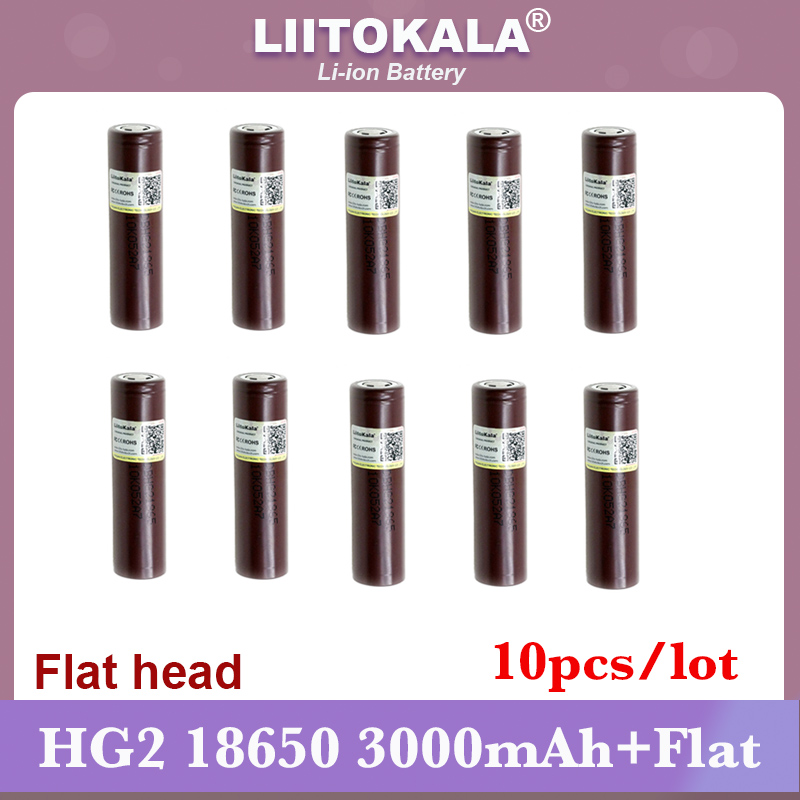 Liitokala-batería HG2 18650 de 3000mAh, pila 18650HG2, descarga de 3,6 V, 20A, para baterías de cabeza plana hg2 + níquel para manualidades, novedad: Blanco