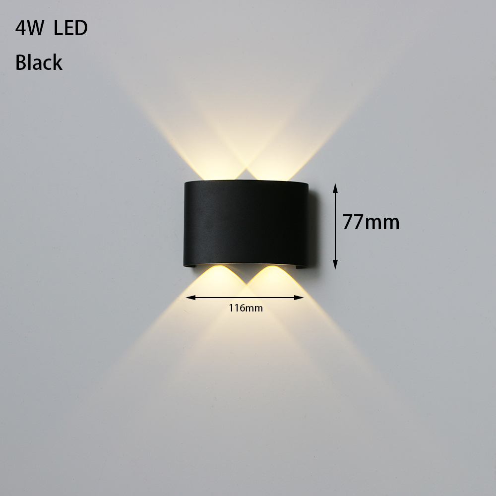 Led udendørs vandtæt væglampe belysning soveværelse stue lys gang korridor udendørs havelampe aluminium led væglampe: Sort / Blå