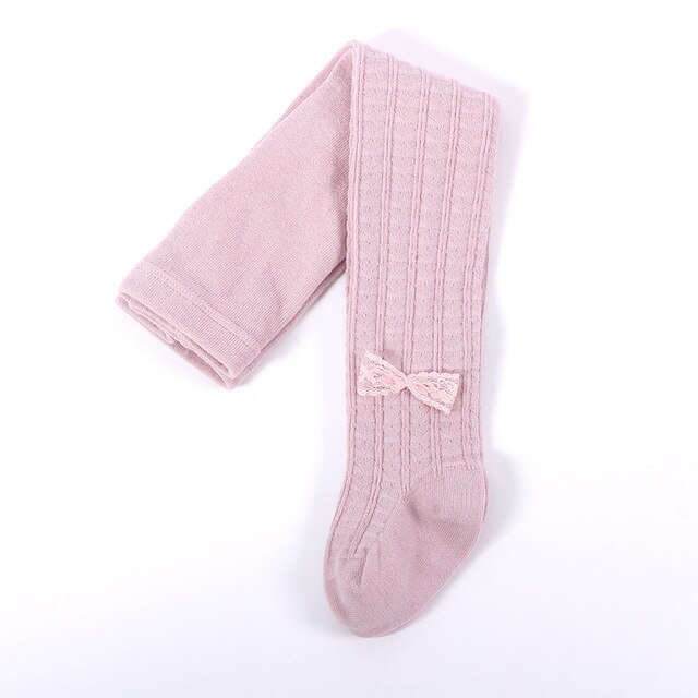 Herfst Baby Panty Kids Meisjes Panty Zachte Katoen Warm Ademend Liefde Kant Boog Kinderen Kid Meisje Kousen: Roze / 4-6 years old