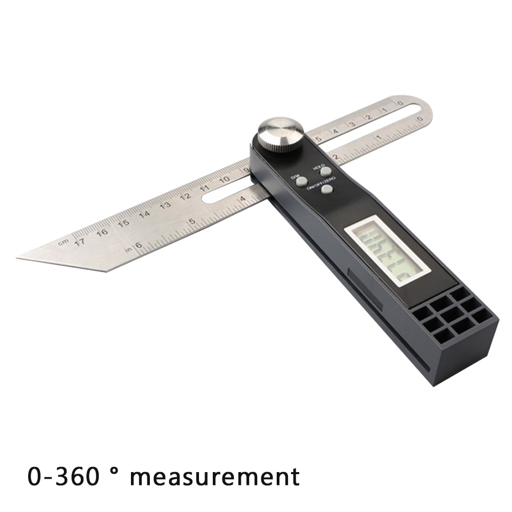 Electronic Level T Bevel Angle Finder Portable Battery Operated Stainless Steel Digital Protractor 360 Degree Sliding Ruler