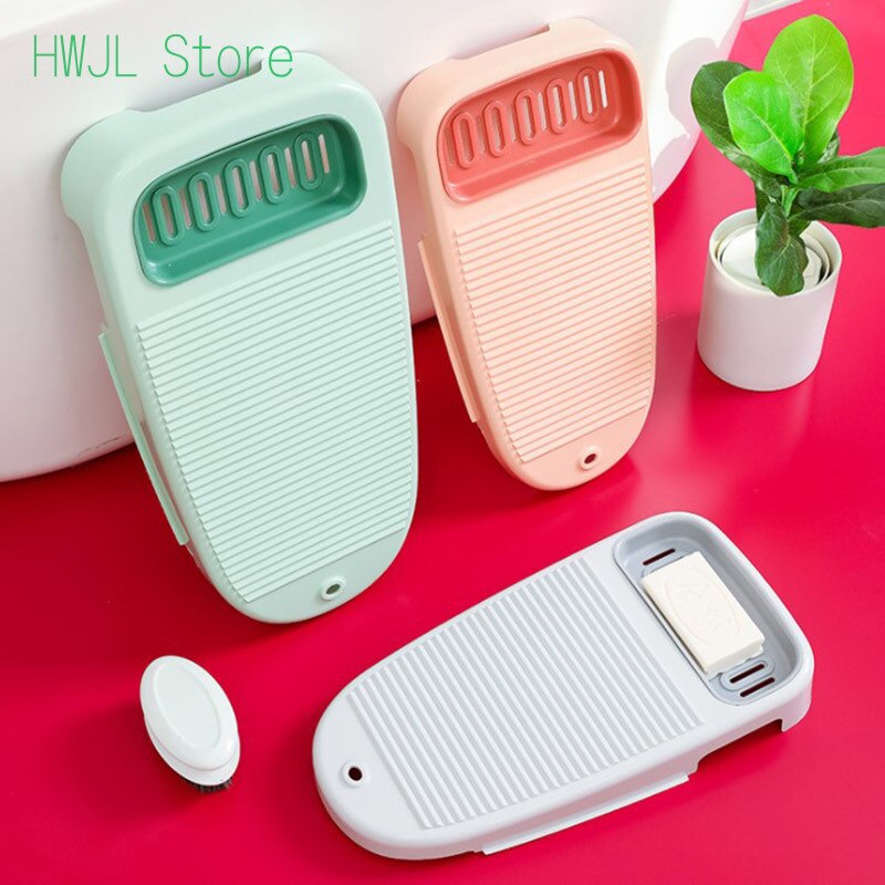 2 in 1 Laundry Clothes Washing Board Plastic Thicken Washboard with Soap Holder Seat Box Bathroom Cleaning Laundry Scrubbing