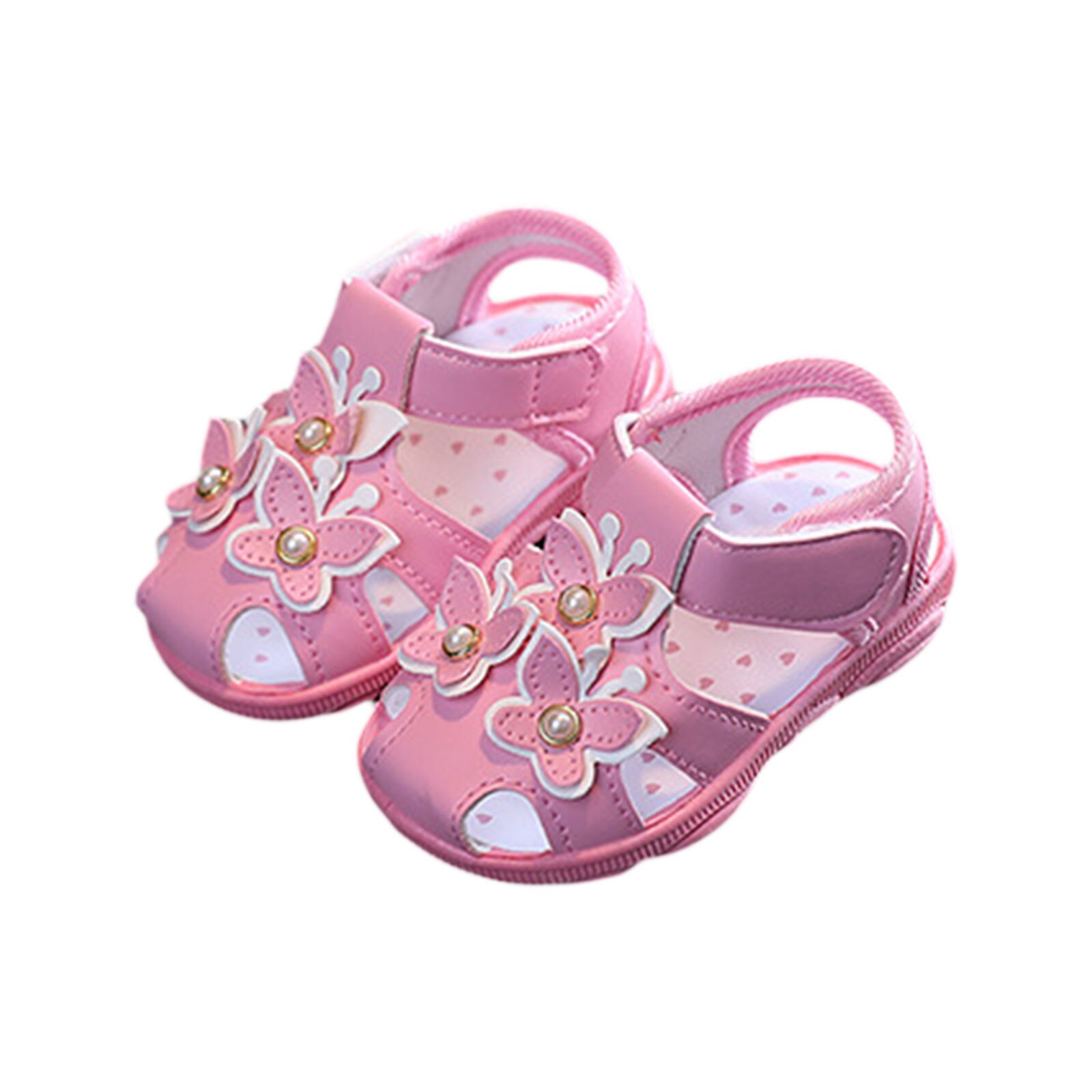 Baby Meisjes Gesloten Teen Sandalen 3D Vlinder Prinses Platte Schoenen Non-Slip Baby Eerste Wandelaars: C / 12.5CM