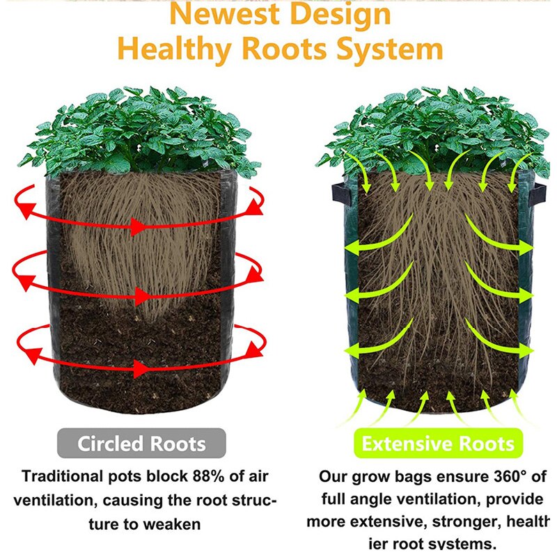 5Pcs/Pack PE Potato Grow Container Bag DIY Planter Vegetable Gardening Thicken Vegetable Pot Planting Grow Bag Garden Tool