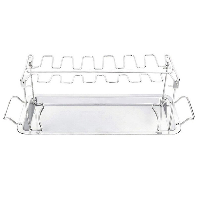 Soporte de parrilla de acero inoxidable para patas de pollo, sartén antigoteo para barbacoa, multiusos para perchero patas de pollo, parrilla para horno: B