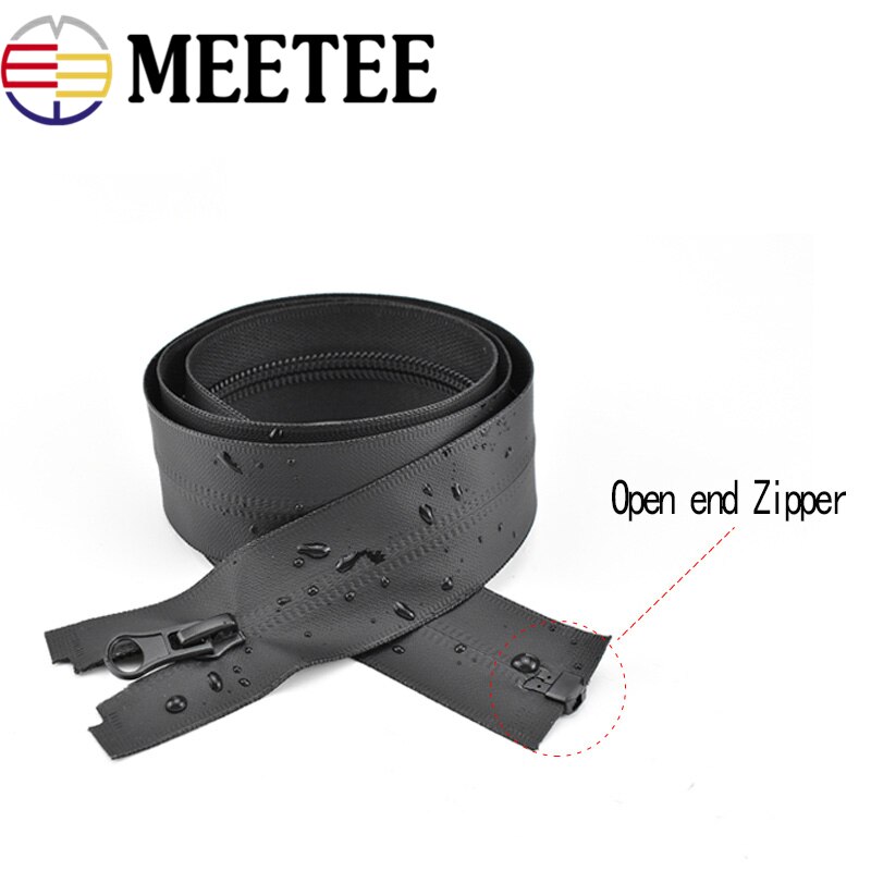 2pc Meetee 5# 20-100cm Waterproof Invisible Zippers Open End Double Slider for Sewing Reverse Outdoor Jackets Clothing Accessory