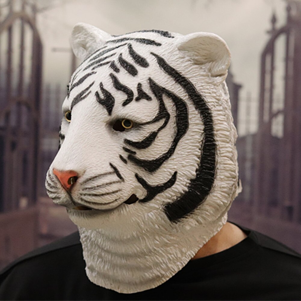 Tijger Masker Dier Hoofddeksels Halloween Woeste Terreur Kostuums Kostuum Partij Cosplay Latex Maskers