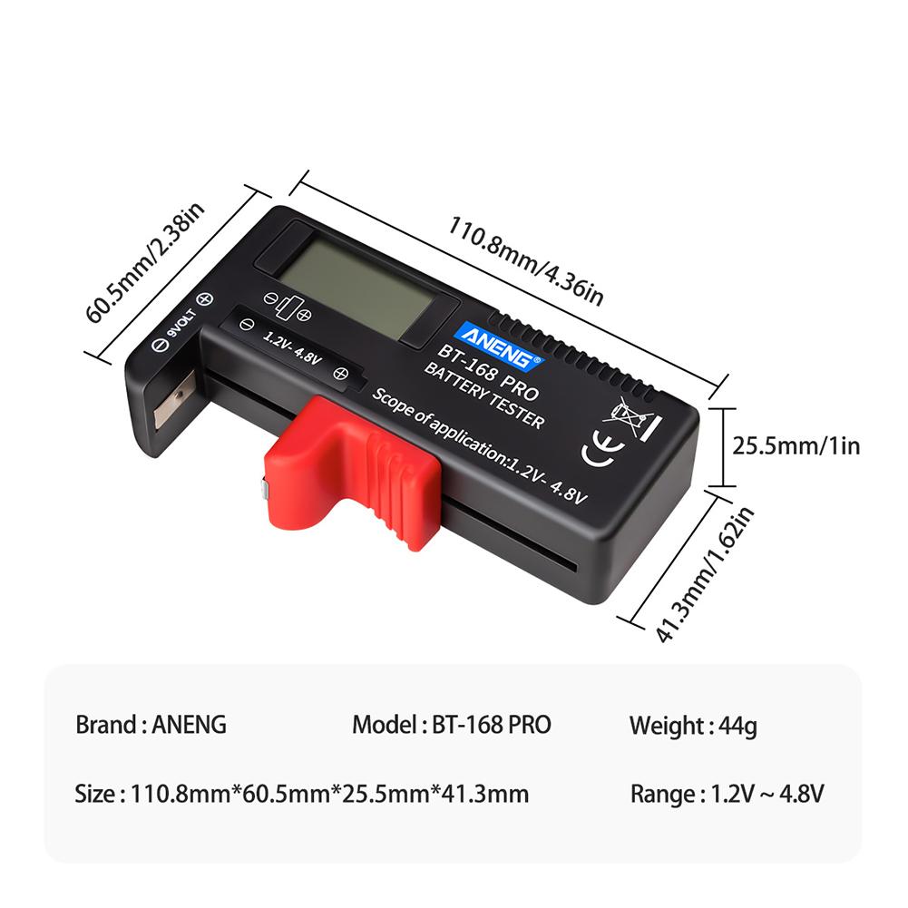 168 POR 1.2V-4.8V Battery Tester Universal Lithium Battery Digital Checker for AA AAA C D 9V Micro Batteries