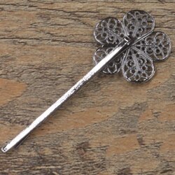 10pcs Vintage Flower Motif Hair Jewelry Charm Women Hairclip Hairpin Word Folder Hairclips Barrettes Retro Hair Wear Accessories: Gun Black