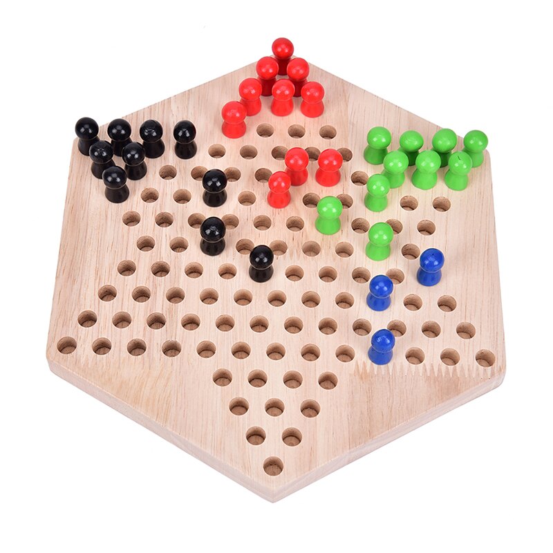 1 set Most Popular Traditional Hexagon Wooden Chinese Checkers Family Game Set