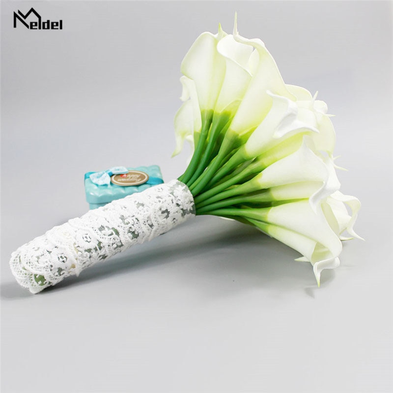Meldel bryllup buket calla lilje kunstige blomster brude buketter brudepiger brud ægteskab bryllup buket hjem dekoration