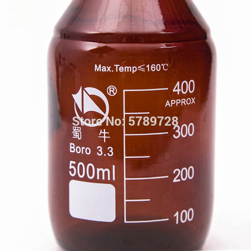 1PC 500ml Lab Brown Reagent bottle with Screw cap Amber Sealed bottle Glass Laboratory Sample Bottle