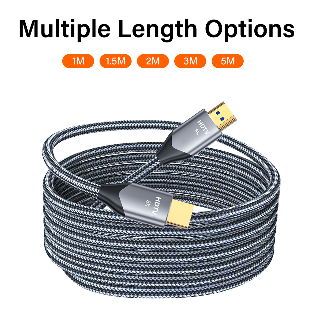 Cabo banhado a ouro 8K HDMI 2.1 4K @ 120Hz 8K @ 60Hz 48Gbps Adaptador para EARC ARC HDCP Cabo de vídeo PC Laptop Projetor HDTV 1M 2M 3M 5M