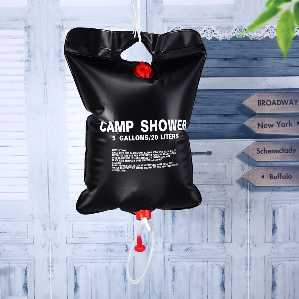 Bolsa de agua plegable de PVC con energía Solar, bolsa de ducha para acampar al aire libre, viaje, senderismo, escalada, barbacoa, Picnic, almacenamiento de agua, 20L
