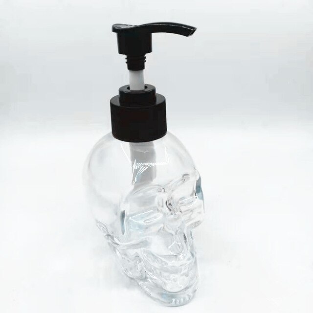 NEWYEARYEAR schädel Hand waschen flüssigkeit Abfüllung seife Spender Glas Kreative Emulsion flasche edelstahl presse kopf Schlecht: E etwa 180ml
