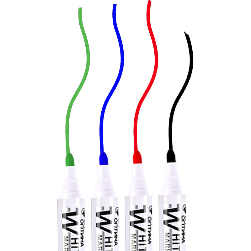 Erasable Whiteboard Marker Pen, Material Escolar, Papelaria para Professor, Preto, Azul, Vermelho, Tinta verde, Crude Nib Markers, W, 4Pc Set