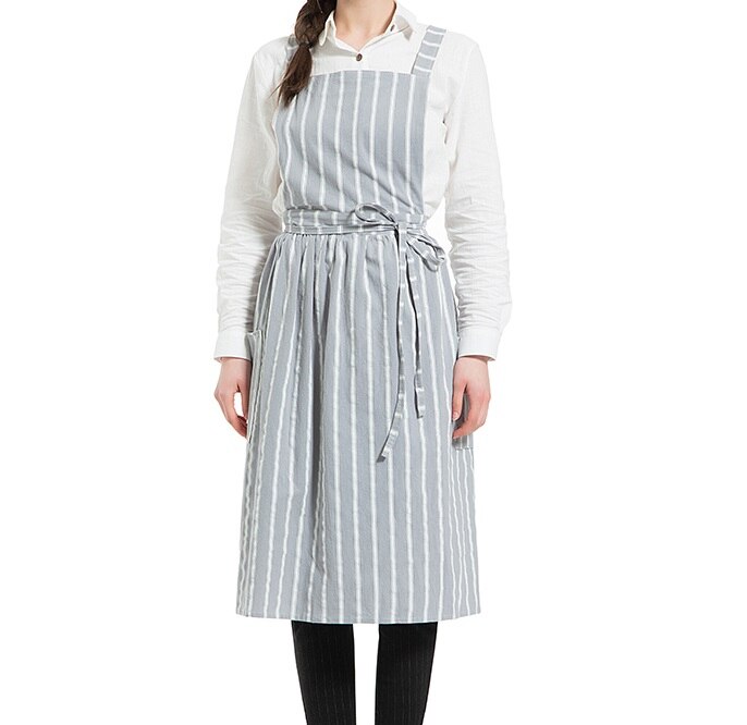 Pleated skirt cotton linen apron Women Cooking Kitchen Apron Work Uniform and flower shop apron for woman long dress smocks: 14