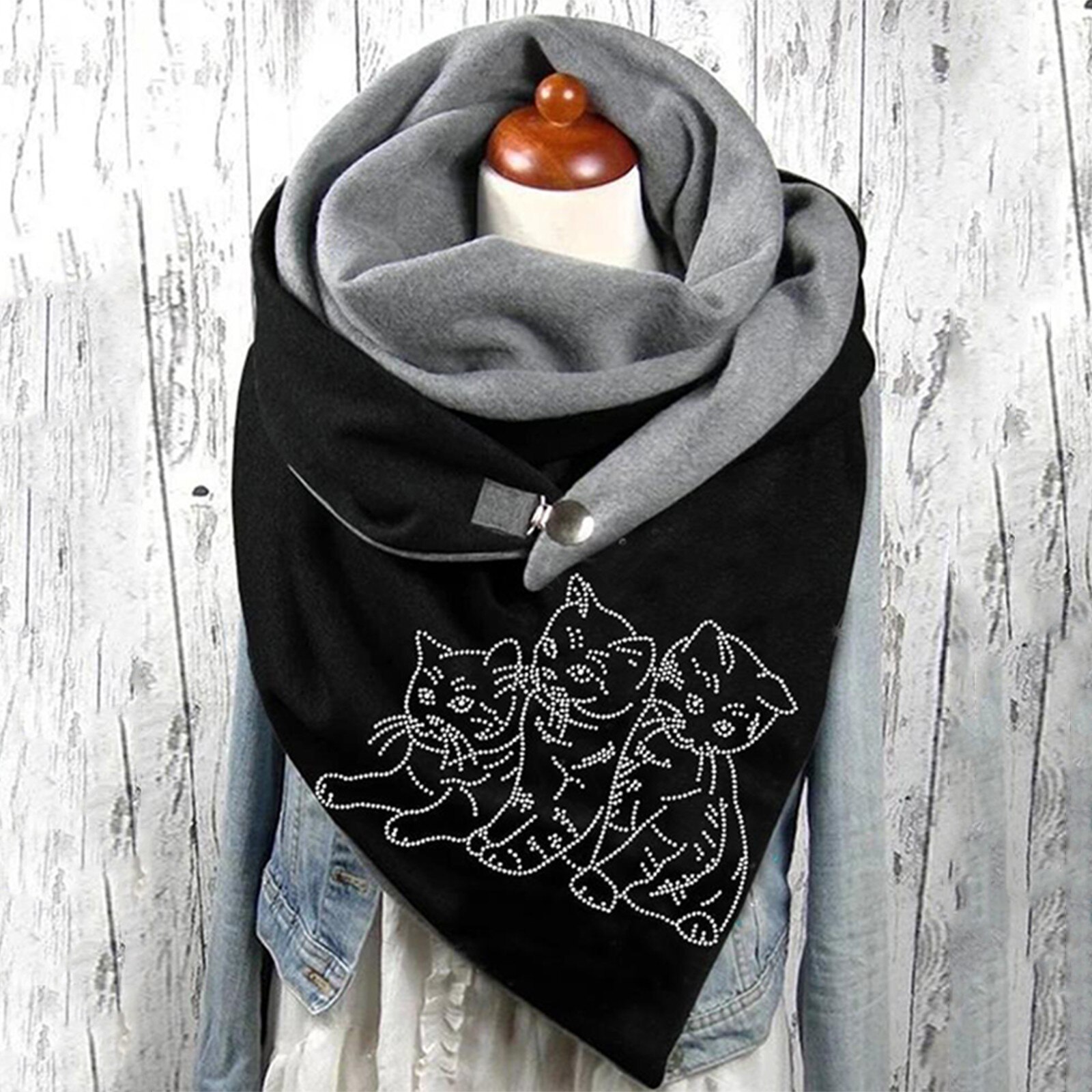 Mode Afdrukken Sjaal Vrouwen Knop Wrap Casual Warmer Ladias Sjaals Warme Winter Ladias Sjaals Bufanda Para Mujer: green