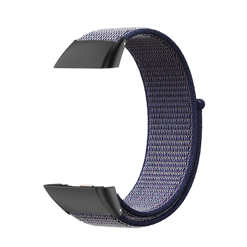 Nylonrem til huawei band 6/6 pro huawei band 6 smartwatch-udskiftningsbælte correa åndbart sportsarmbånd honor band 6- rem: Blå hvid / 14mm
