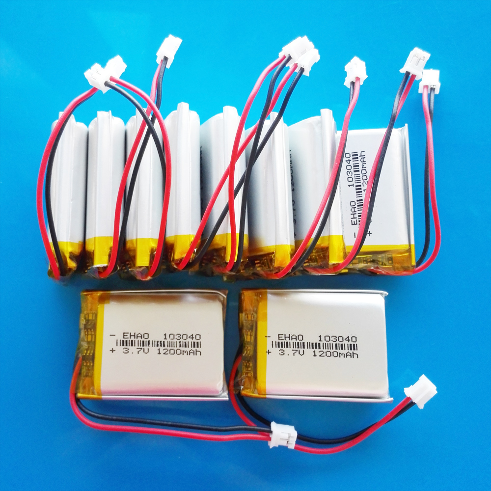 103040 3.7V 1200mAh Lipo Polymer Lithium Rechargeable Battery + JST PH 2.0mm 2pin Plug For MP3 GPS DVD Recorder Headset Camera: Red