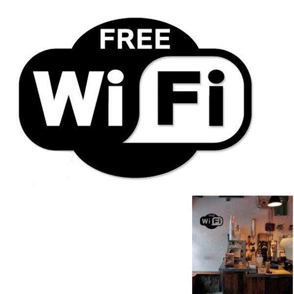1 stk sort gratis wifi klistermærke skilt vindue cafe restaurant bar pub butik internet butik glasdør vinduer vægmærkater 150 x 104mm