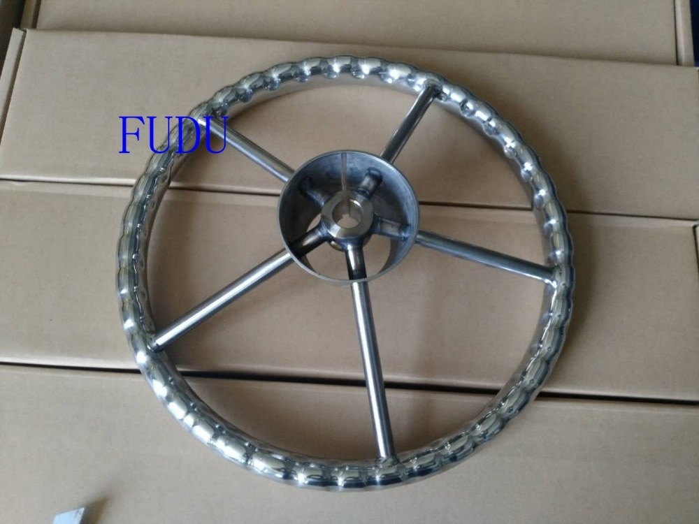 13.5 inch 5 spoke stainless steel boat steering wheel Good destroyer style