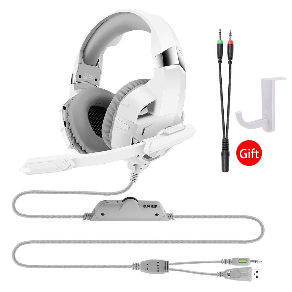 Super Bass Headset Gamer Hoofdtelefoon Computer Pc, over Ear 9D Stereo Telefoon Gaming Headset Met Microfoon Voor PS4 PS5 Xbox: white no box