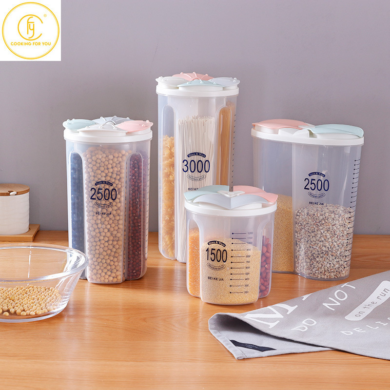 1.5/2/2.5/3L Plastic Food Storage Container with Lid Kitchen Storage Box Refrigerator Noodle Multigrain Jars Home Food Container