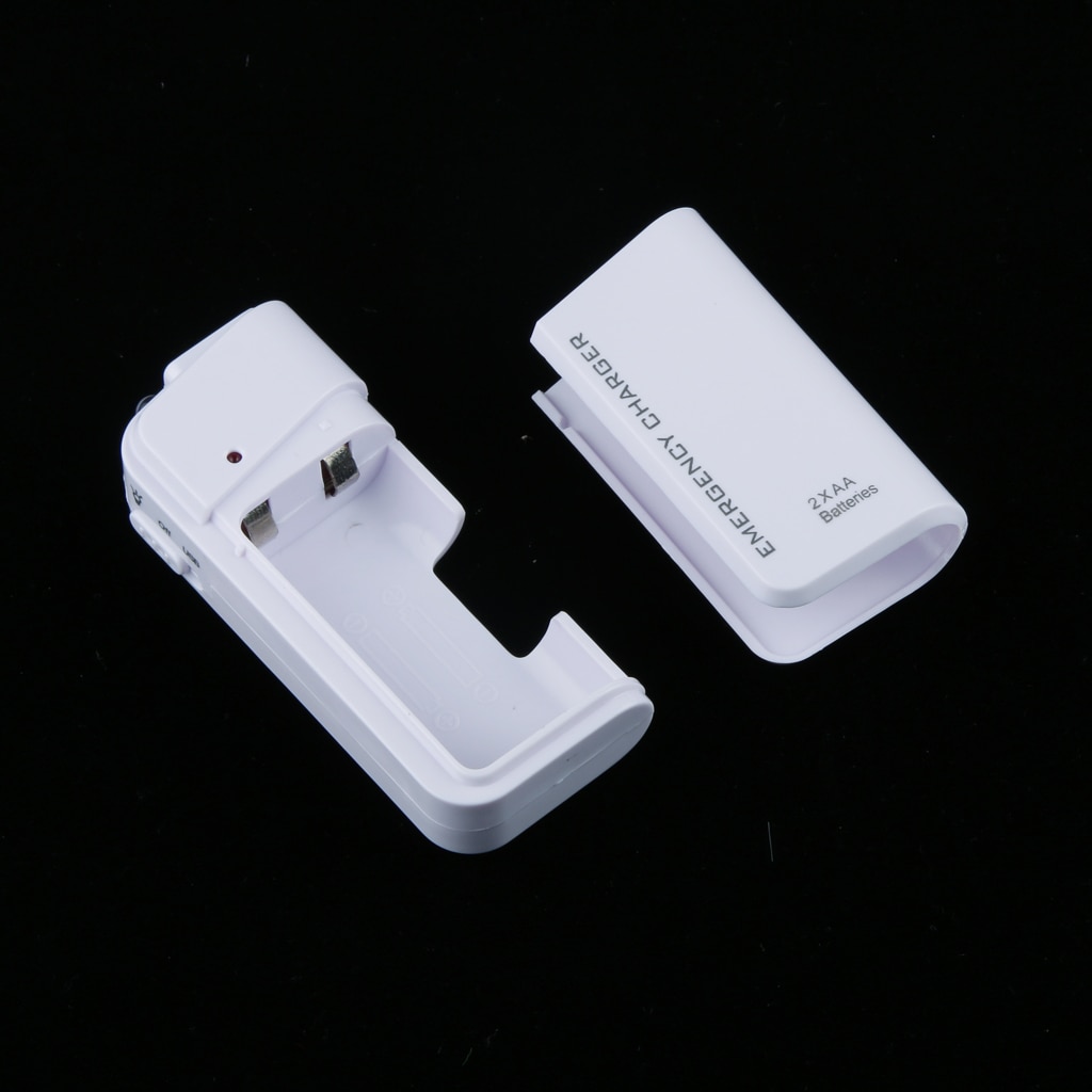 Wit Emergency Draagbare 2AA Batterij Oplader Case Universal Voor Mobiele Telefoon