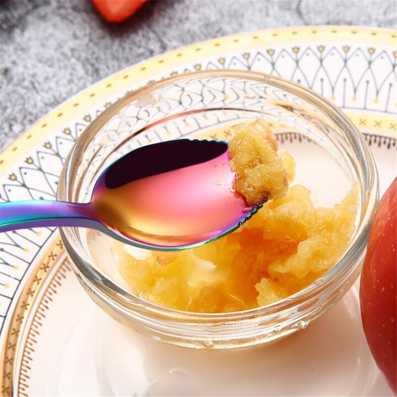 Apple Scraping Spoon Stainless Steel Fruit Spoon With Serrated Scraping Fruit Mud Spoon Kitchen Cutlery