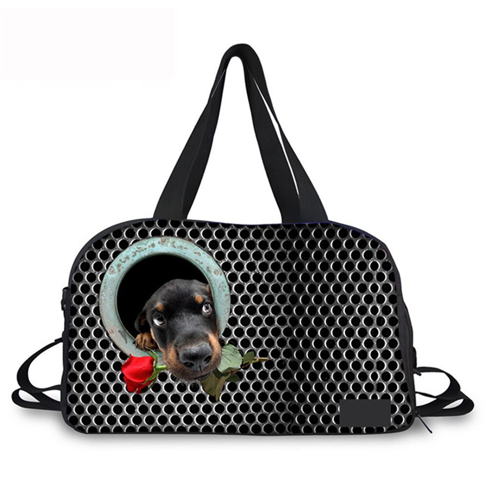 Diseños extravagantes 3D para perros con patrón de rosas impresas, bolsa de viaje de gran capacidad, informal, para equipaje de mano, de viaje, fin de semana: C0195T