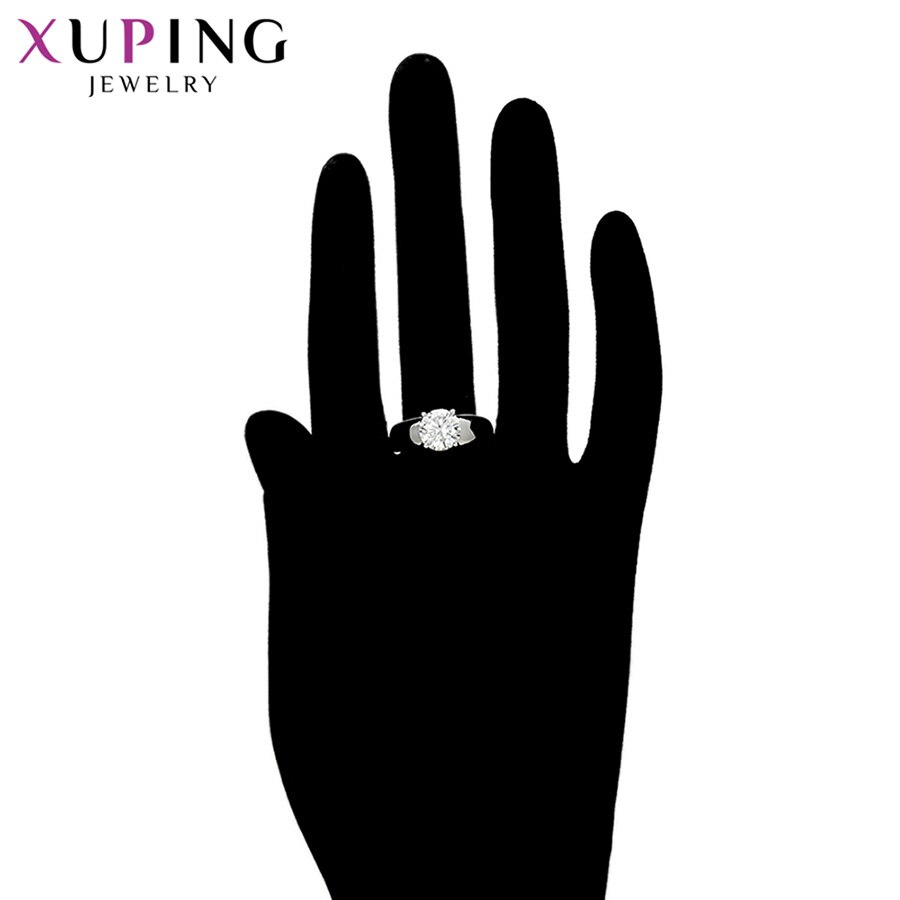 Xuping branco sintético zircônia cúbica jóias para mulheres ródio cor chapeado anéis moda presentes de noivado 10125