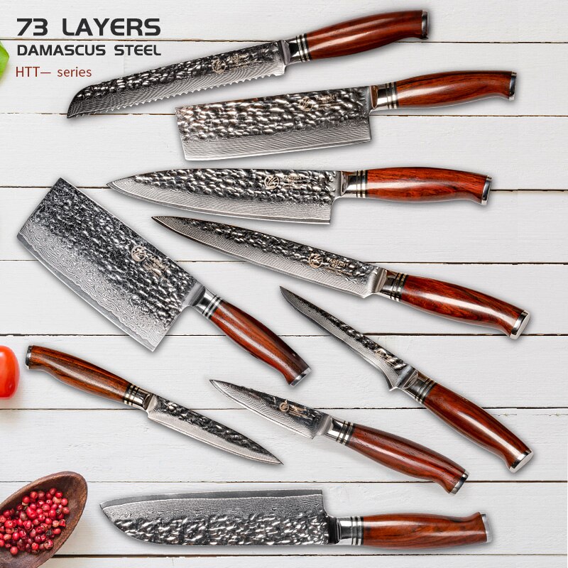 YARENH – couteau de Chef utilitaire en acier damas japonais, 73 couches, outils de cuisine professionnels en acier inoxydable à haute teneur en carbone