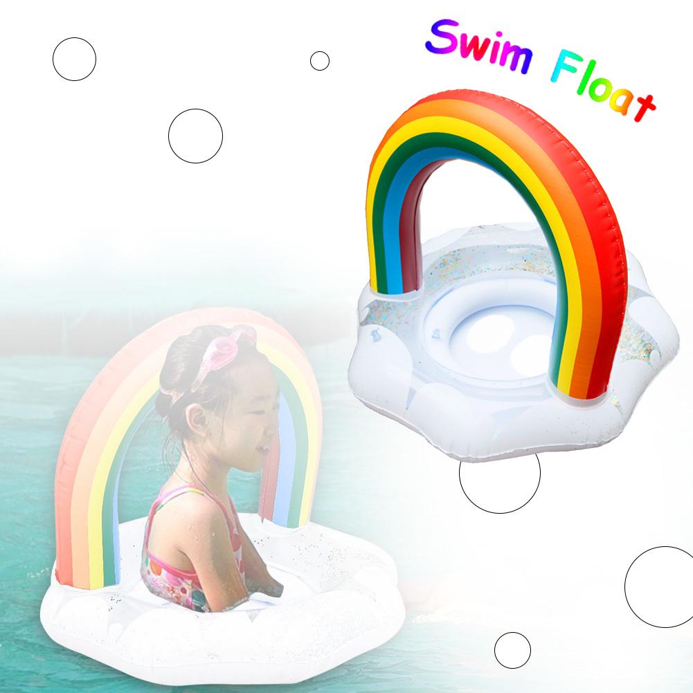 Kids PVC Swim Float Rainbow Swimming Ring Thickened Lifebuoy For Babies Toddlers: Default Title