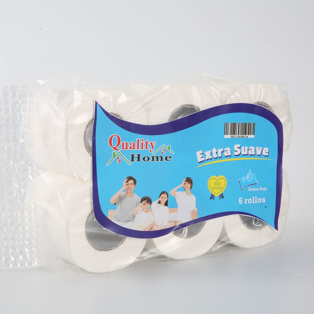 Home Bath Toilet Paper Wood Pulp Tissue Roll Paper Household Toilet Paper Restaurant Hotel Roll Paper 6 Rolls