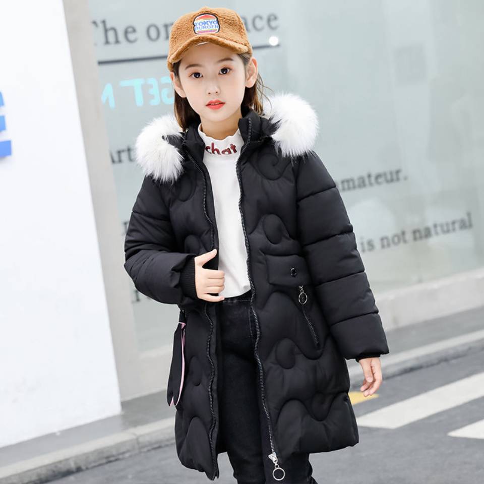 Neue Winter Warme Daunen Jacken für Mädchen Parka Jugendliche freundlicher Parkas Lange mit kapuze Mantel Kleidung einfarbig winddicht Mantel: 004 / 10