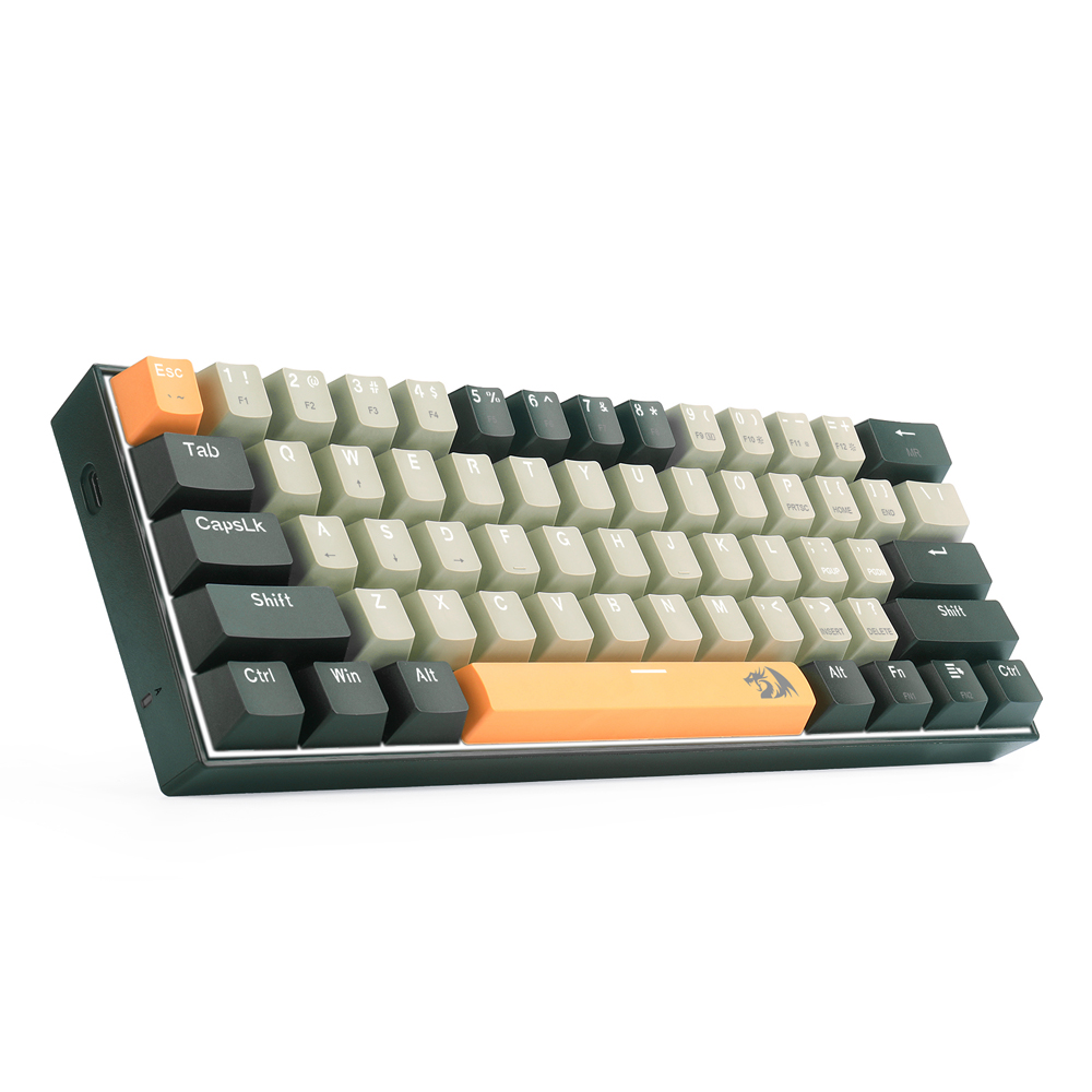 REDRAGON Lakshmi K606 USB Mechanical Gaming Keyboard Brown Switch 61 Keys Wired detachable cable,portable for travel: K606-OG-GY-BK