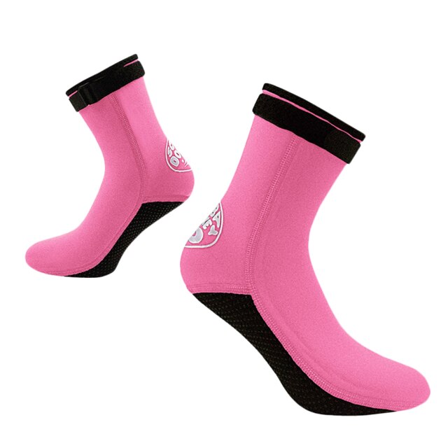 3MM Neoprene Diving Socks Adjustable Buckle Beach Water Socks Anti-Slip Diving Surfing Boots for Men Women: Pink / XL