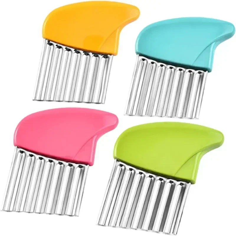 Cortador de patatas fritas de acero inoxidable, masa, frutas y verduras, cuchillo de cocina ondulado, cortador, picador, herramientas para hacer patatas fritas, Gadget