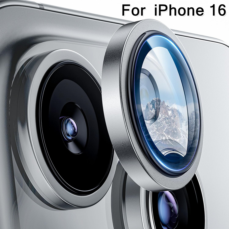 MiRowy Pellicola Fotocamera per iPhone 16/iPhone 16 Plus, 9H Vetro Temperato Copri Anello Individuale in Metallo Cámara Protector, HD Chiaro, Pellicola Protettiva Obiettivo Fotocamera, Rosa