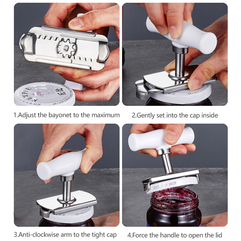 Labor Saving Screw Cap Jar Bottle Can Opener Adjustable Manual Simple Easy Stainless Steel Lids Jar Opener Tool Kitchen Gadgets