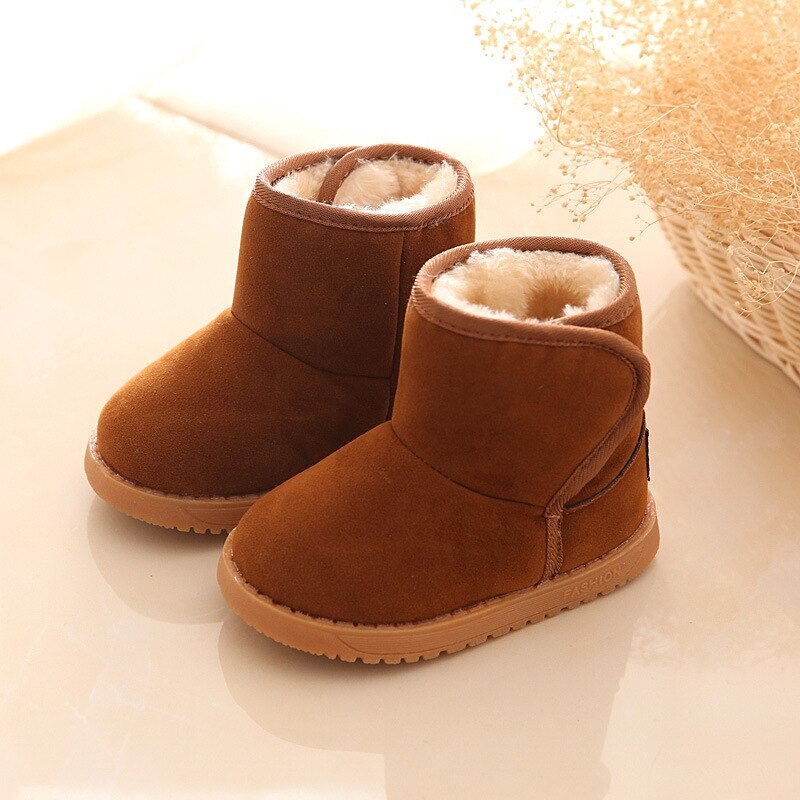 Winter Plus Fluwelen Baby Laarzen Meisjes Jongens Snowboots Baby Peuter Warm Anti-Slip Rubber Zolen Schoenen Kids Kinderen laarzen: Brown / 25