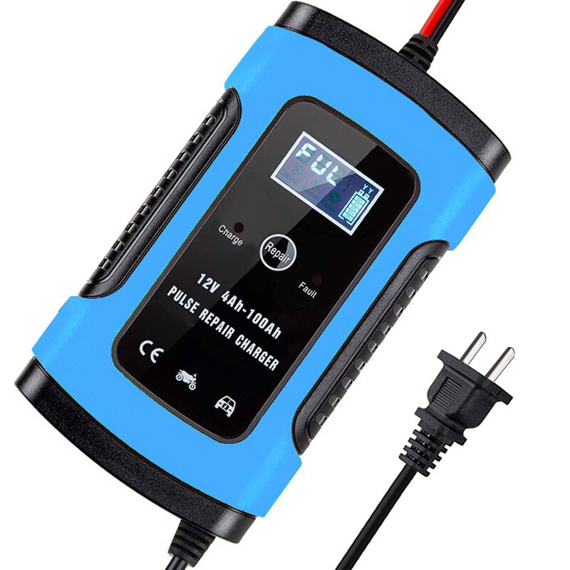 Full Automatic Car Battery-Charger 12V 6A Automobile Motorcycle Battery Charging Unit Intelligent Repair For Lead Acid Storage: US Plug