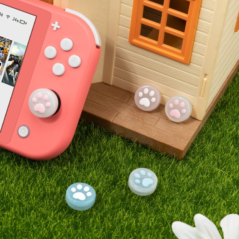 Jelly cat claw switch thumb grip cap joycon joystick cover shell rocker caps lite handle case for nintendo switch tilbehør