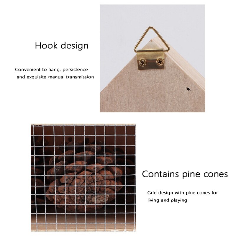 Wooden Insect Hotel Natural Wood Bees House Bee Hive Attracts Garden Shelter For Bees Butterflies Bugs
