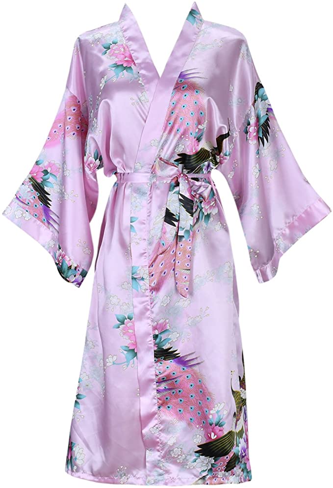 Zijde Satijn Bruiloft Bruid Bruidsmeisje Gewaad Bloemen Badjas Korte Kimono Robe Nacht Gewaad Badjas Mode Kamerjas Voor Vrouwen: XL / Black