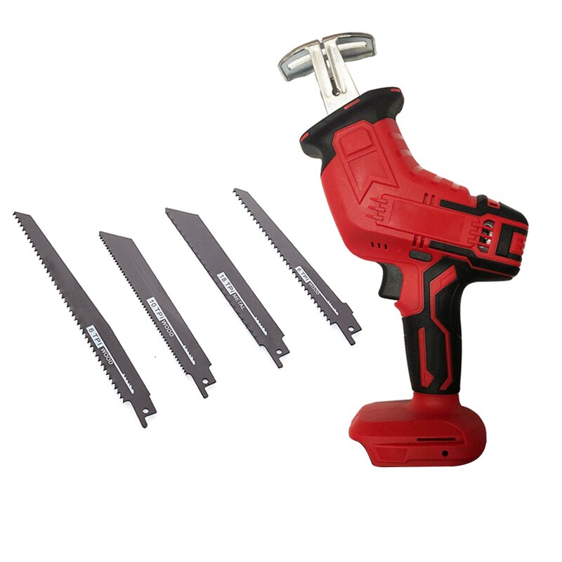 18v elektrische reciprozaagbladen, draadloos, tafelmodel, mini, draagbaar, tuinzaag, accu, oplaadbare kettingzaag, houtgereedschap: Rood wit zaagblad