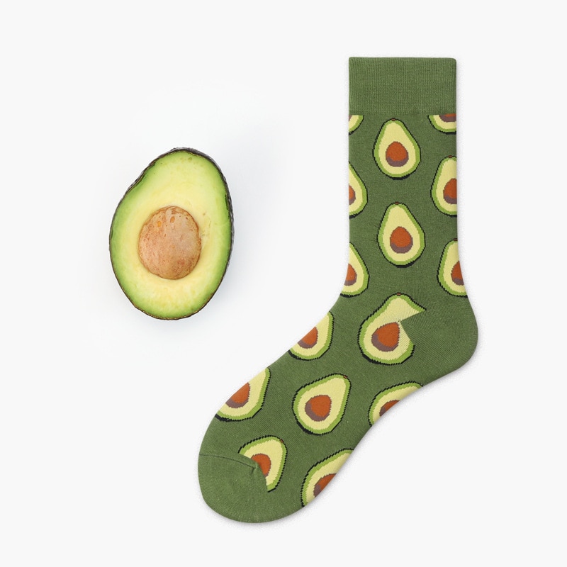 Unisex hoge kousen sokken dames heren fruit vrolijke grappige crew sokken avocado appel ei patroon kleurrijke katoenen zachte sokken