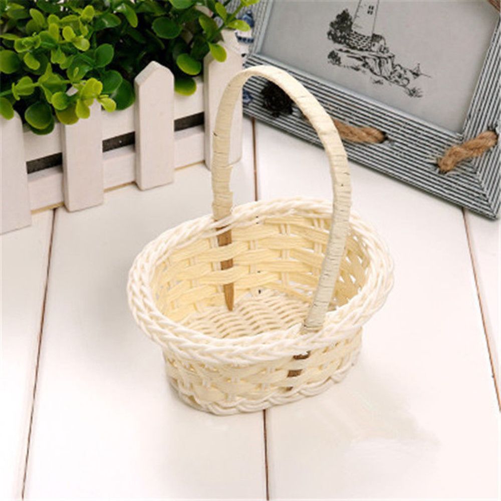 1Pcs Hand-woven Storage Baskets Mini Plastic Weaving Storage Baskets Fabric Flower Basket Fruit Rattan Cosmetics Tea Picnic Bags
