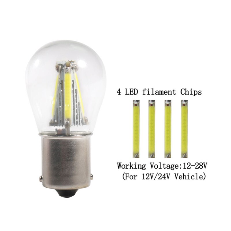Gfoloza Super heldere P21W led Auto Achteruit Verlichting BA15S 1156 LED Filament Chip Lamp Auto Draaien Brake Back-up lamp DRL Wit 12V